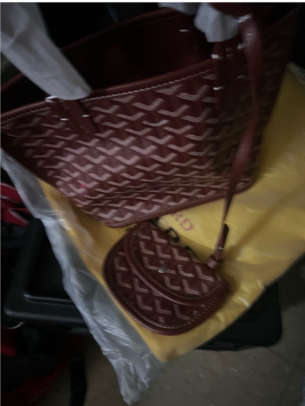 Women’s Burgundy Woven Tote and Crossbody Set